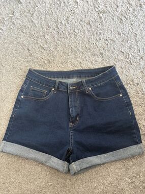 Jean Jegging Dark Blue Denim Roll-Cuff Women's Shorts Large
